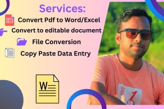 do convert pdf to word, file conversion, data entry