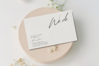 design a minimalist wedding invitation, thank you card, save the date card, rsvp