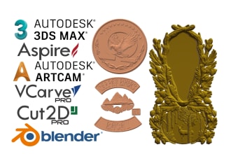 do cnc designs, 2d, 3d, in aspire, vcarve pro, wood carving