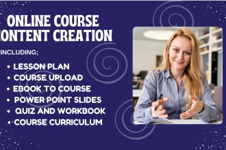 create online course content, course curriculum, lesson plan, ebook formatting