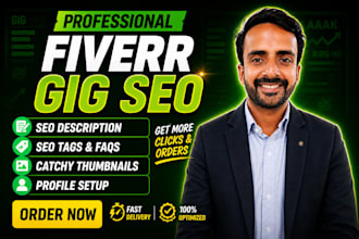 write fiverr gig description, gig title, tags, gig image and profile sections