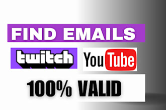 find emails from twitch and youtube channels