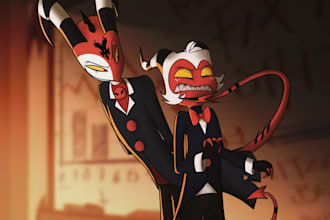 draw your character in hazbin hotel style