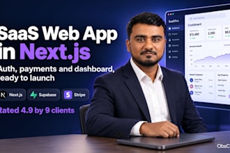 be your next js developer to build your saas web app