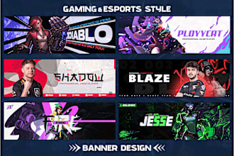 design gaming, esports style banners for youtube, twitter, twitch
