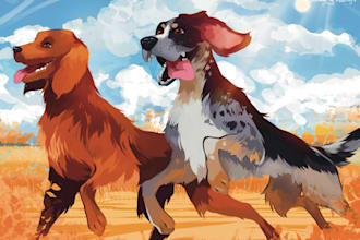 create a portrait of your custom pet, cat or dog in my style