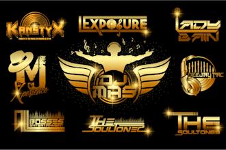 do music logo for dj typography, rock, metal, or hiphop band