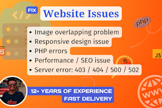 fix any HTML, CSS, javascript, jquery, PHP issues and errors