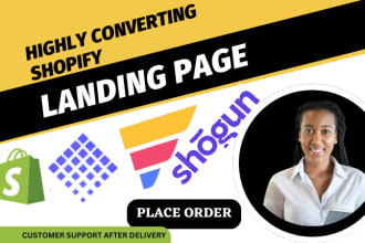 build shopify landing page or shopify website with shogun, pagefly or gempages