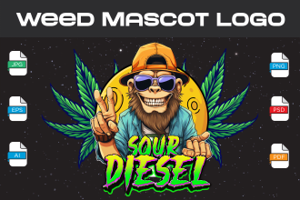 design cannabis weed marijuana cartoon mascot logo