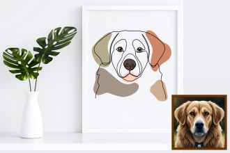 draw continuous one line art illustration of your pet portrait
