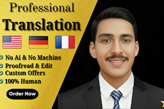 translate english to german and english to french translation