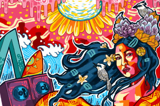 draw unique and colorful illustration poster for you