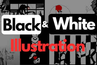 draw a black and white ilustration for you