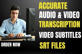 transcribe audio or do video transcription and provide srt file subtitles
