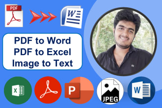 convert PDF to word, PDF to excel, image to text, typing job