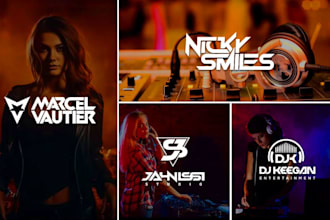 do dj music logo, band, studio record, singer, producer artist edm design