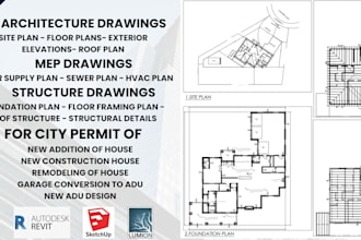 create 2d house plans and architectural drawings in autocad, revit