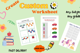 create custom math, english, science worksheets activity books for kids