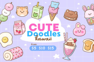 draw cute kawaii doodles stickers illustration design