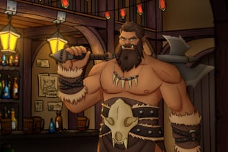 draw full body fantasy character design and illustration