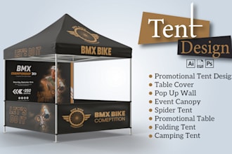 design promotional tent, table cover, flag and canopy tent