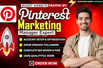 be pinterest marketing manager and SEO optimized pins and board