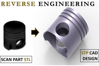 reverse engineer stl, obj, scanned products, images into 3d cad models, stp