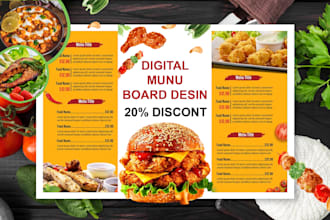 digital menu board or animated food restaurant menu design