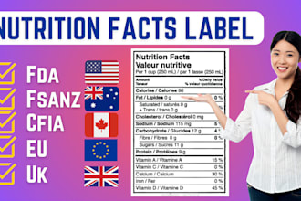 create fda, uk, cfia, eu, fsanz compliant nutrition facts labels
