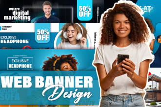 create creative web banner for website ,header and social media or ads