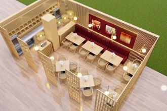 create 3d floor plan of house, restaurant or any other building