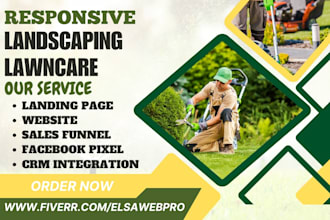 design landscaping website lawncare website landing page sales funnel