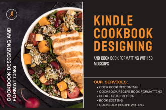 write and uniquely design cookbook  and recipe book and book cover and mockups