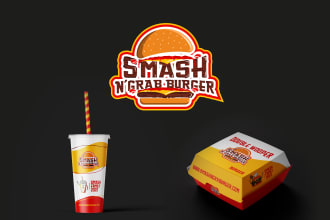 design burger logo, pizza, restaurant