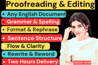 grammar and spell check, copyedit, proofread english text, rewrite ai text