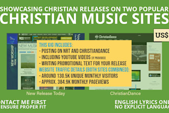 showcase new christian music on two popular christian music sites