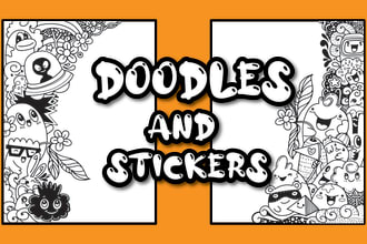 do doodle illustration custom kawaii doodle art and stickers