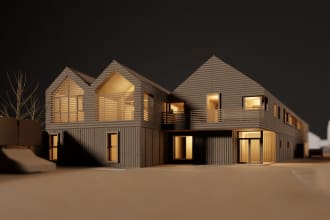 create architecture maquette style render realistic
