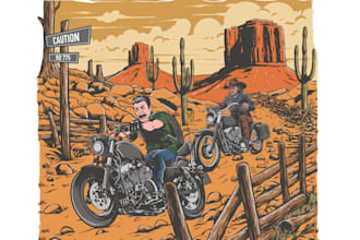 draw custom motorcycle riding club illustration for t shirt