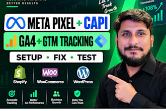 set up and fix facebook pixel, capi, ga4 and GTM tracking