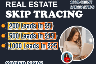 do real estate property research,motivated seller leads with skip tracing , bulk