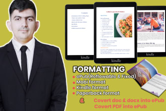 do ebook formatting, ebook format for epub, kindle, mobi and paperback