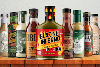 do label logo for sauce spice salsa seasoning chili pouch jar BBQ rubs foods tin