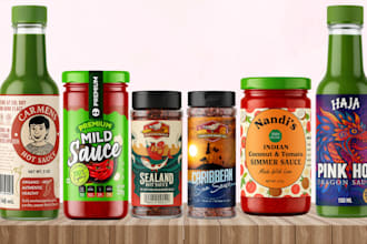 do label logo for sauce spice salsa seasoning chili pouch jar BBQ rubs foods tin