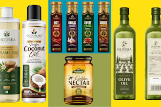 design product label, bottle label, food label, oil label , honey label