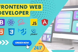 be your creative front end web developer using HTML,CSS,bootstrap, react and js