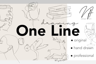 create continuous one line drawing, line illustration
