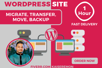 migrate wordpress website or transfer, backup within 1 hour