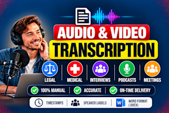 transcribe audio to text and do video transcription